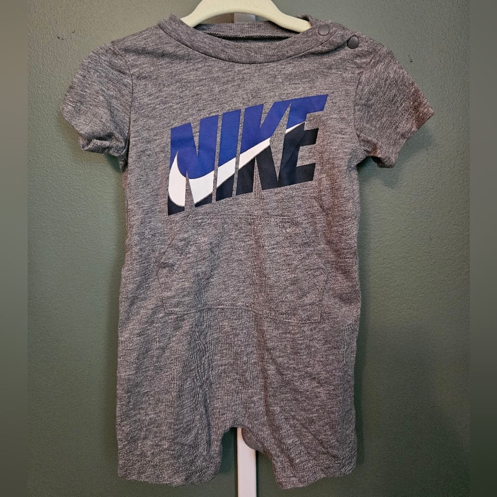 Nike Baby Gray and Blue Short Sleeve Romper
